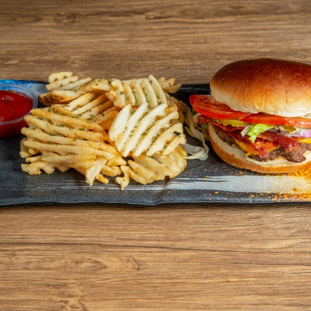 Hamburger Combo with Fries.
