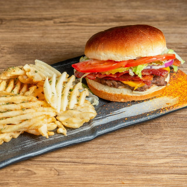 Bacon Cheeseburger with Fries.