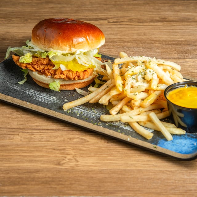 Crispy Chicken Sandwich with Fries.